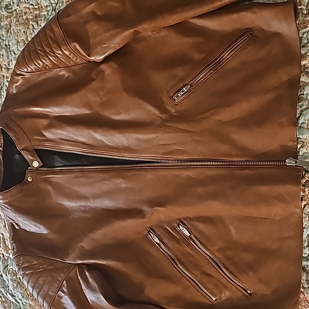 SoftLight light Brown leather jacket. Men's extra large. New never worn without.